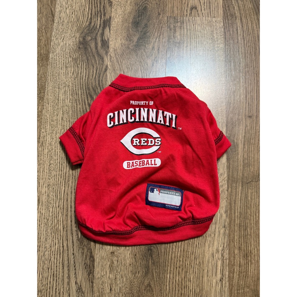 Pets First MLB Cincinnati Reds Dog Jersey Shirt Small Red Unisex Pet Fan Gear EX